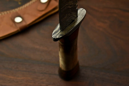 HS-870 Custom Handmade Damascus Steel Hunitng/Kukri Knife - Camel Bone Handle