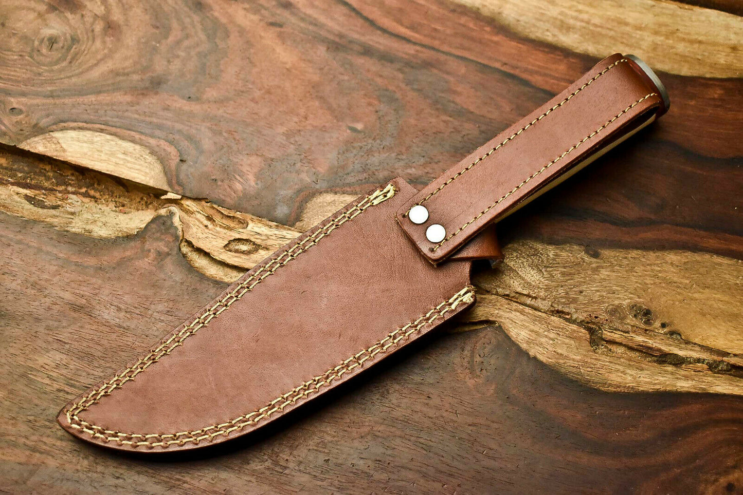HS-320 Custom Hand Made Damascus Steel Blade Bowie Hunting Knife | CAMEL BONE