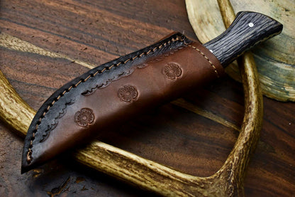 HS-618 Handmade Damascus Skinning Blade Camping Full Tang Knife