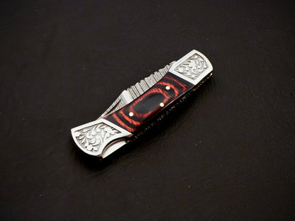Damascus Steel Back Lock Folding Knife – Micarta Handle | HS-1112