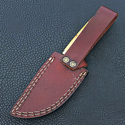 HS-425 | Custom Handmade Damascus Steel Hunting Knife - Beautiful Wood Handle