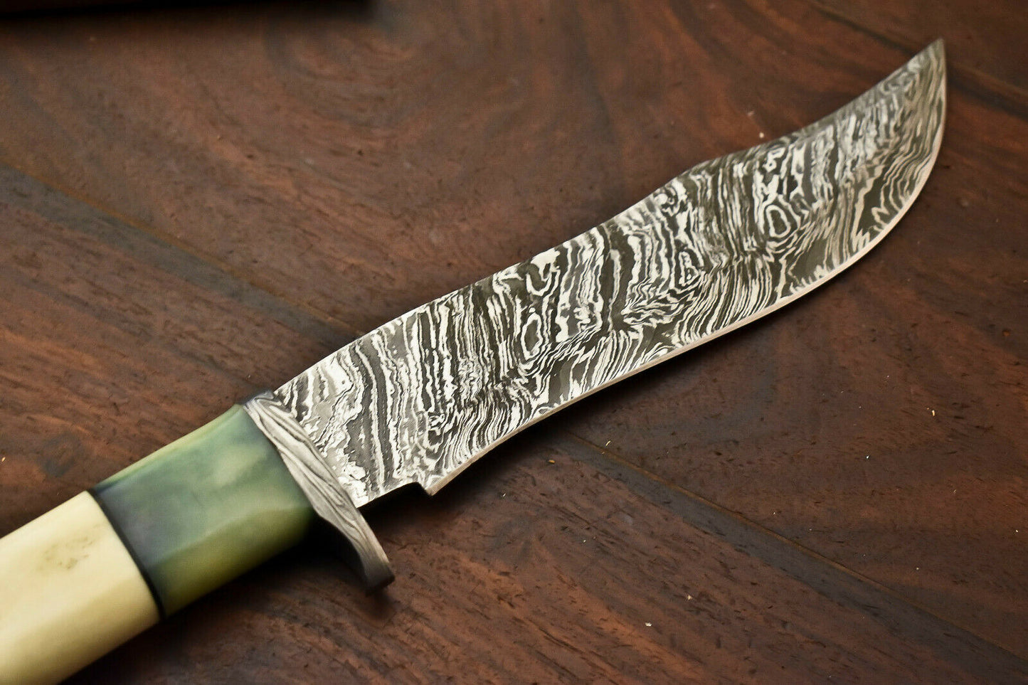 HS-336 | Custom Handmade Damascus SteelHunting / Bowie Knife - Camel Bone Handle