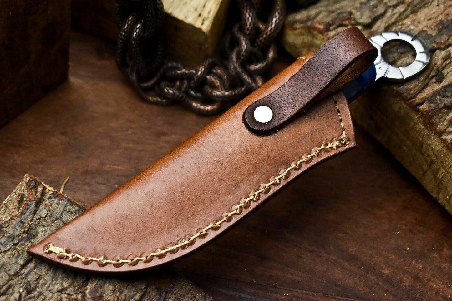 HS-649 Custom Handmade Damascus Hunting Skinning Blade Hunter Camping Full Tang Knife