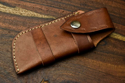 HS-1138 Custom Handmade Damascus Steel Blade Liner-Lock Pocket Folding Knife| RAM'S HORN