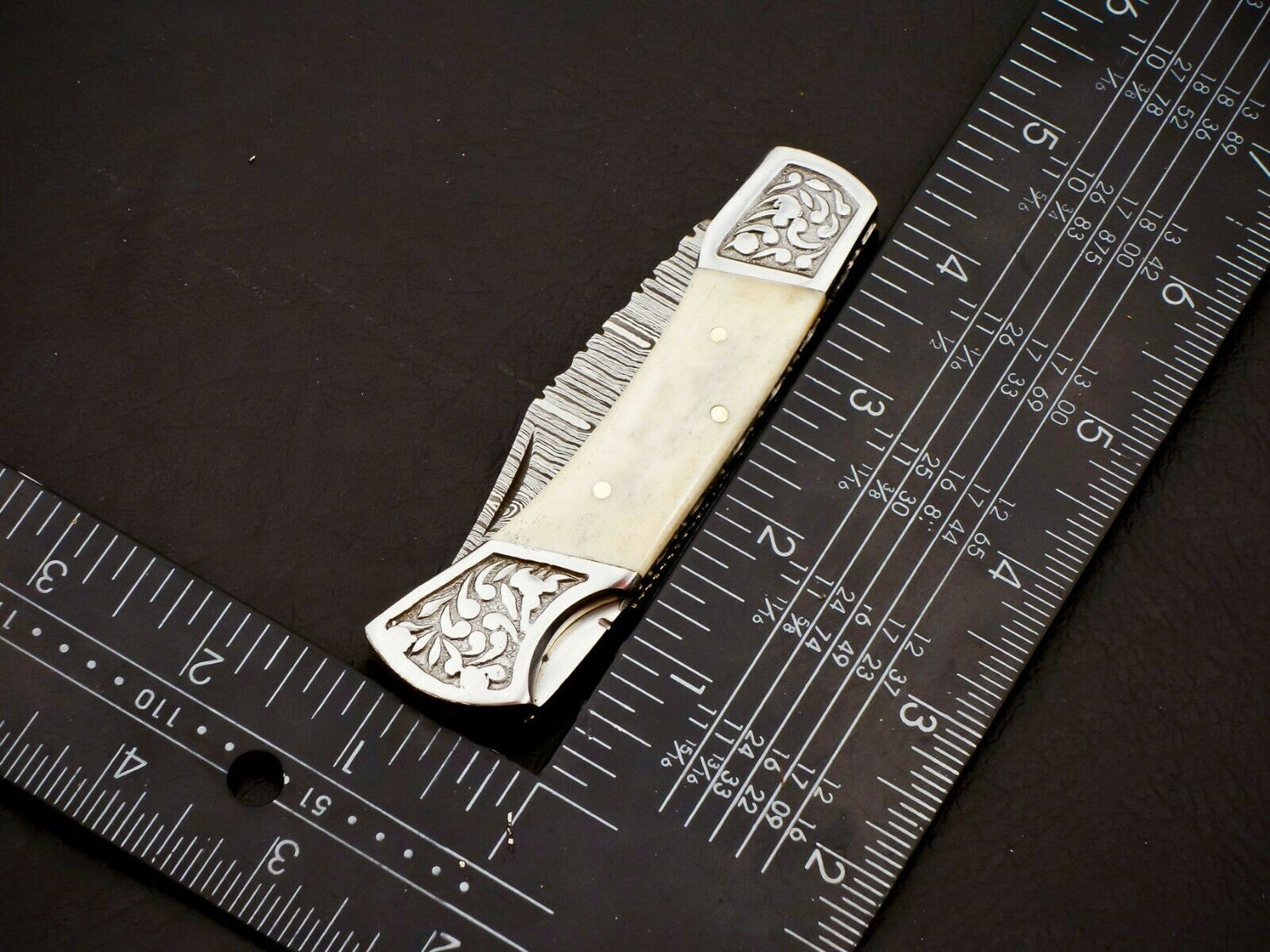 HS-1109 Custom Hand Forged Damascus Steel Back Lock Resin Handle Knife