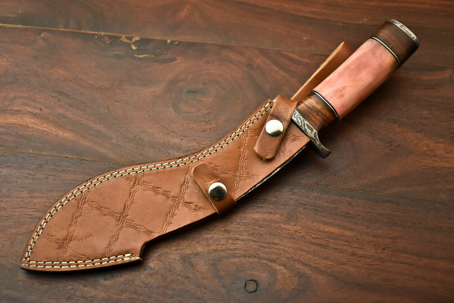 HS-869 Custom Handmade Damascus Steel Hunitng/Kukri Knife - Colour Camel Bone Handle