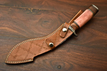 HS-869 Custom Handmade Damascus Steel Hunitng/Kukri Knife - Colour Camel Bone Handle