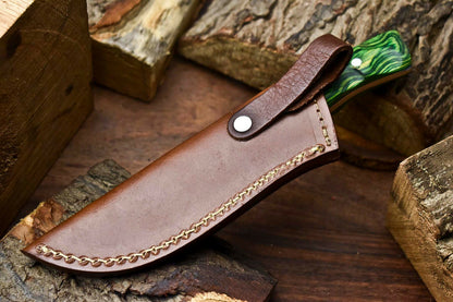 HS-705 Custom Handmade Damascus Steel Skinner Knife - Beautiful Wood Handle