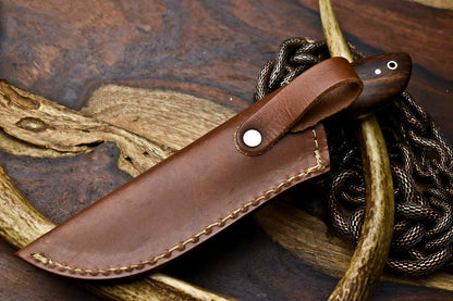 HS-682 Custom Handmade Damascus Steel Skinner Knife - Beautiful Wood Handle
