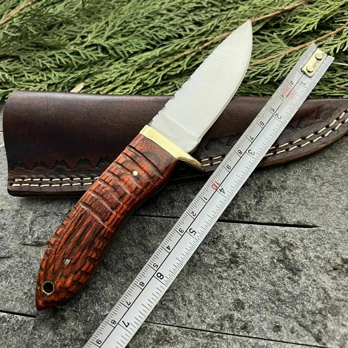 HS-567 Custom Handmade D2 Steel High Polish Hunting Skinner Knife W/Sheath