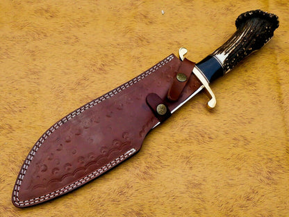 D2 Steel Bowie Knife Handmade Stag Handle Hunting Camping Knife HS-391