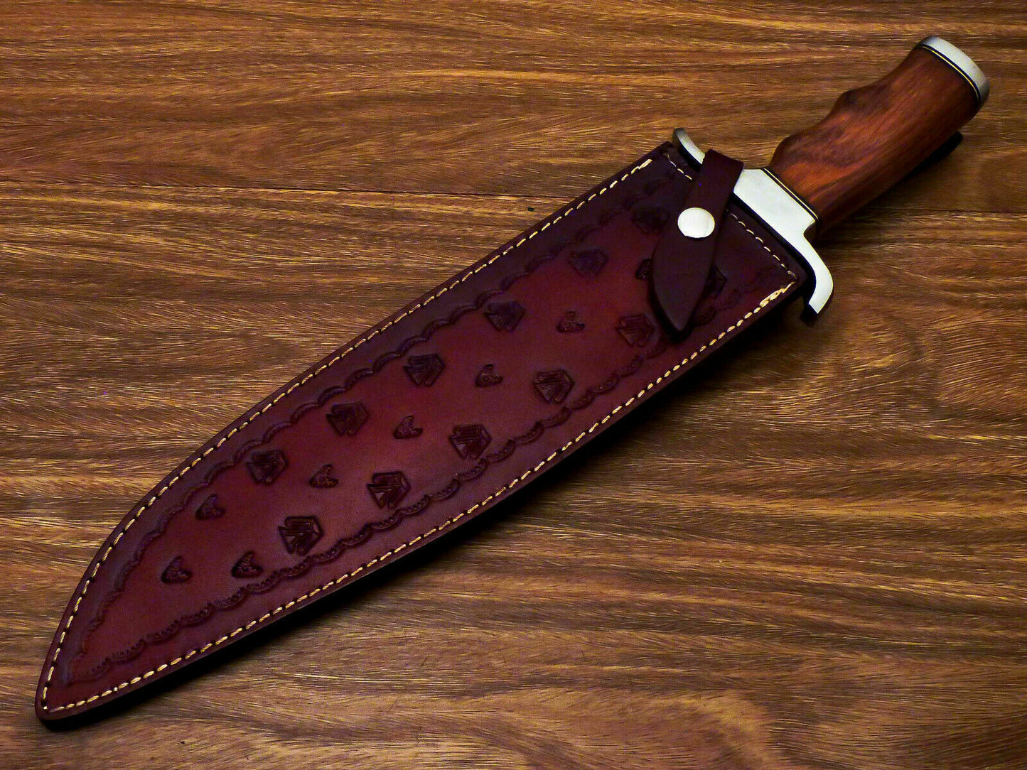 HS-380 CUSTOM HAND FORGED D2 TOOL Steel Blade 17" Bowie Hunting Knife NATURAL WOOD