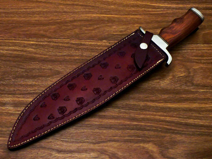 HS-380 CUSTOM HAND FORGED D2 TOOL Steel Blade 17" Bowie Hunting Knife NATURAL WOOD