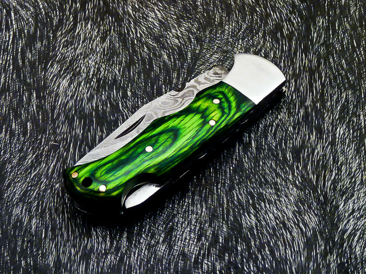 HS-1118 '' CUSTOM HANDMADE DAMASCUS BLADE POCKET FOLDING KNIFE - HARD WOOD HANDLE