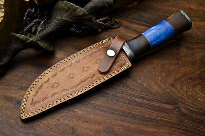 HS-322 Custom Hand Made Damascus Steel Blade Bowie Hunting Knife | CAMEL BONE
