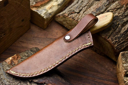 HS-707 Custom Handmade Damascus Steel Skinner Knife - Beautiful Wood Handle