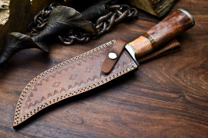 HS-410 | Custom Handmade Damascus Steel Hunting Knife - Camel Bone Handle