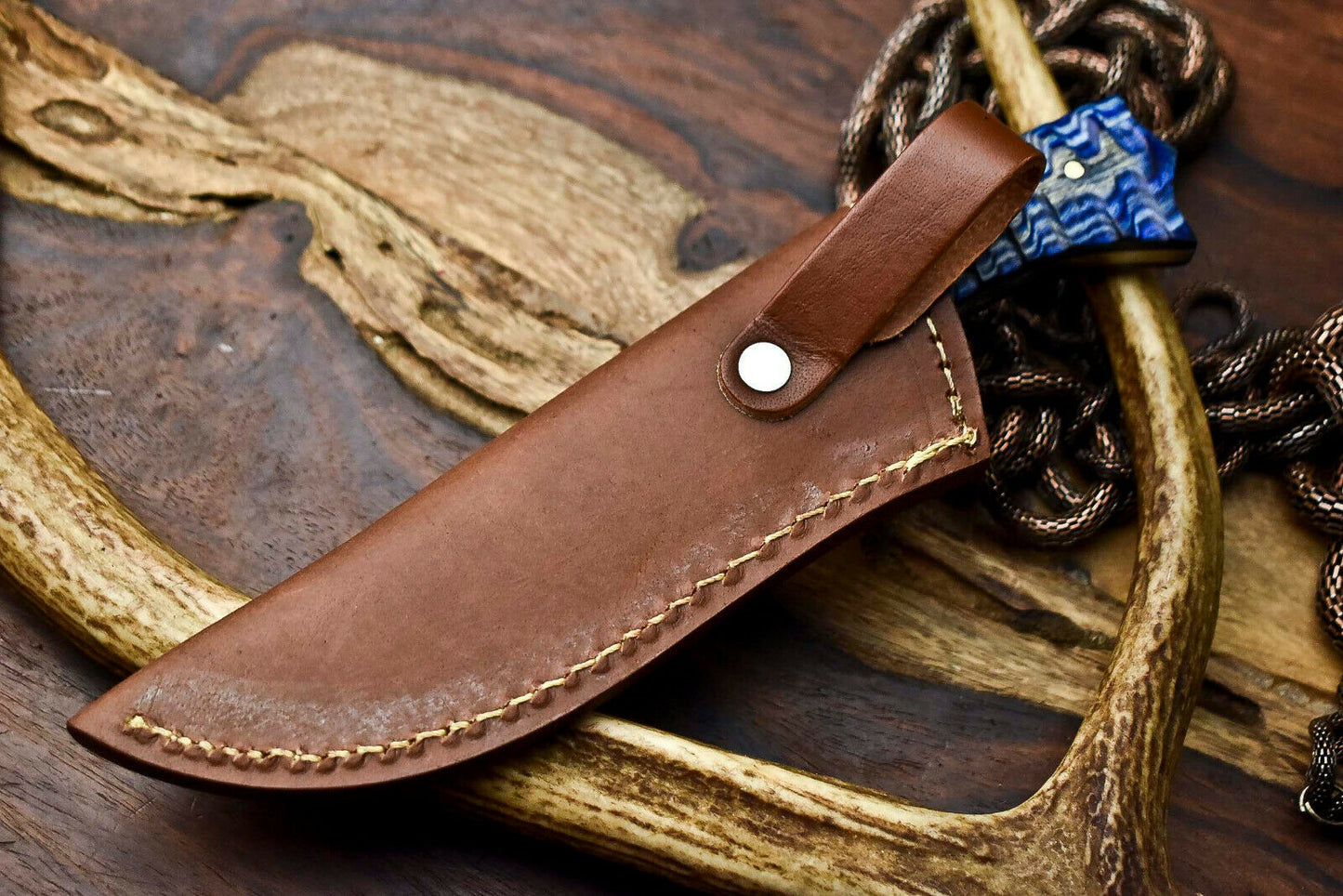 HS-646 Custom Handmade Damascus Hunting Skinning Blade Hunter Camping Full Tang Knife