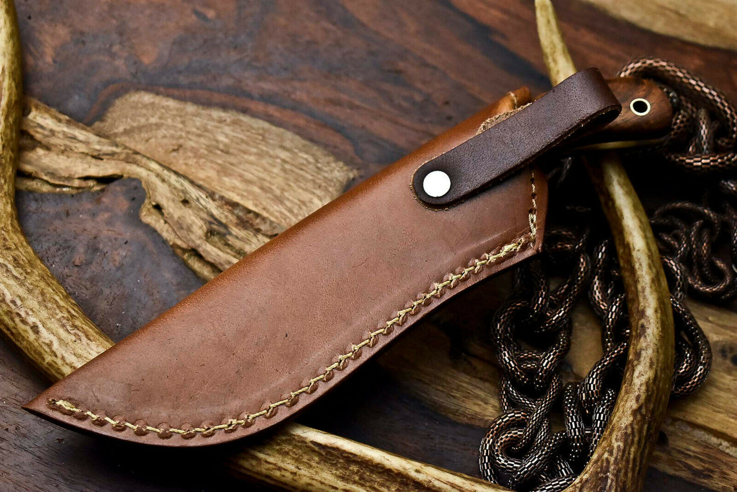 HS-925 Custom Handmade Damascus Steel Tracker-Hunting Knife With Wood Handle