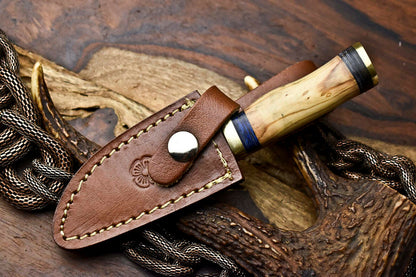HS-715 Custom Handmade Awesome Olive Wood Handle Damascus Steel Skinner Knife With Best Price
