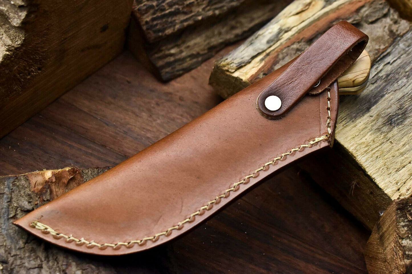 HS-709 Custom Handmade Damascus Steel Skinner Knife - Beautiful Wood Handle
