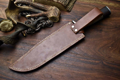 HS-326 | Custom Handmade Damascus Steel Bowie/Hunting Knife - Camel Bone Handle
