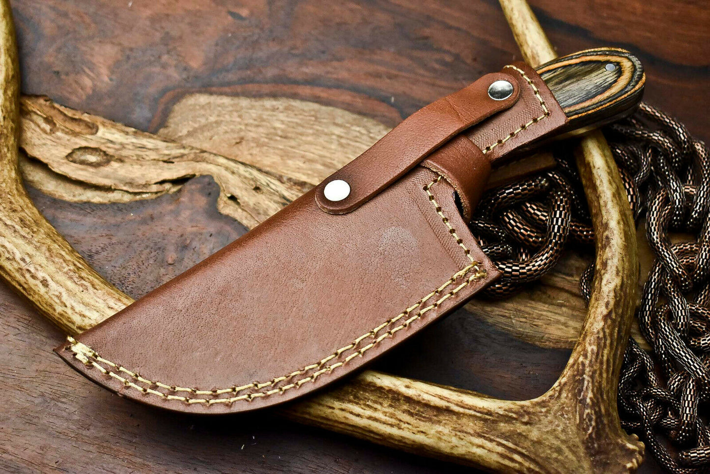 HS-637 Custom Handmade Damascus Hunting Skinning Blade Hunter Camping Full Tang Knife