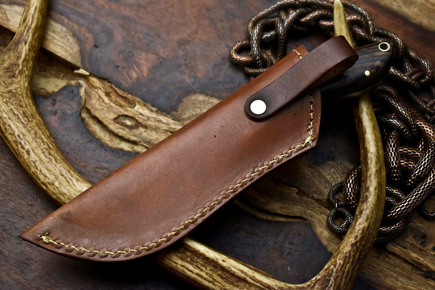 HS-608 Handmade Damascus Skinning Blade Camping Full Tang Knife