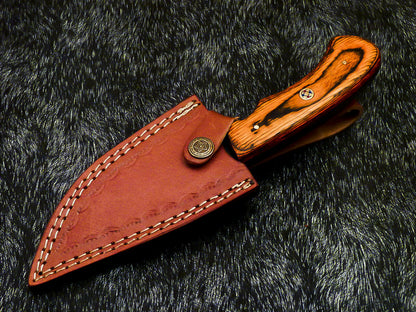 HS-581 Custom Hand Forged Railroad Spike Carbon Steel 8.5" Skinning Knife WOOD
