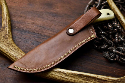 HS-720  Custom Handmade Camel Bone & Wood Handle Damascus Steel Skinner Knife - Great Price
