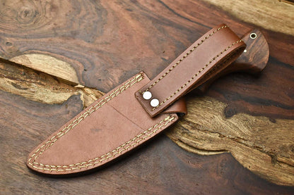 HS-394 '' Handmade Damascus Steel Blade Hunting Knife | Walnut Wood