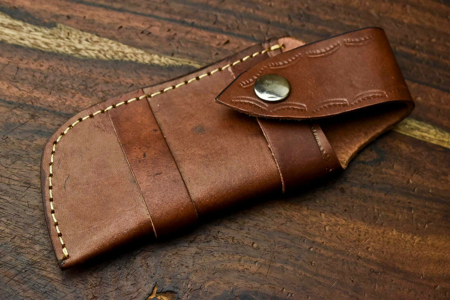 HS-1140 Custom Handmade Damascus Steel Blade Liner-Lock Pocket Folding Knife| CAMEL BONE