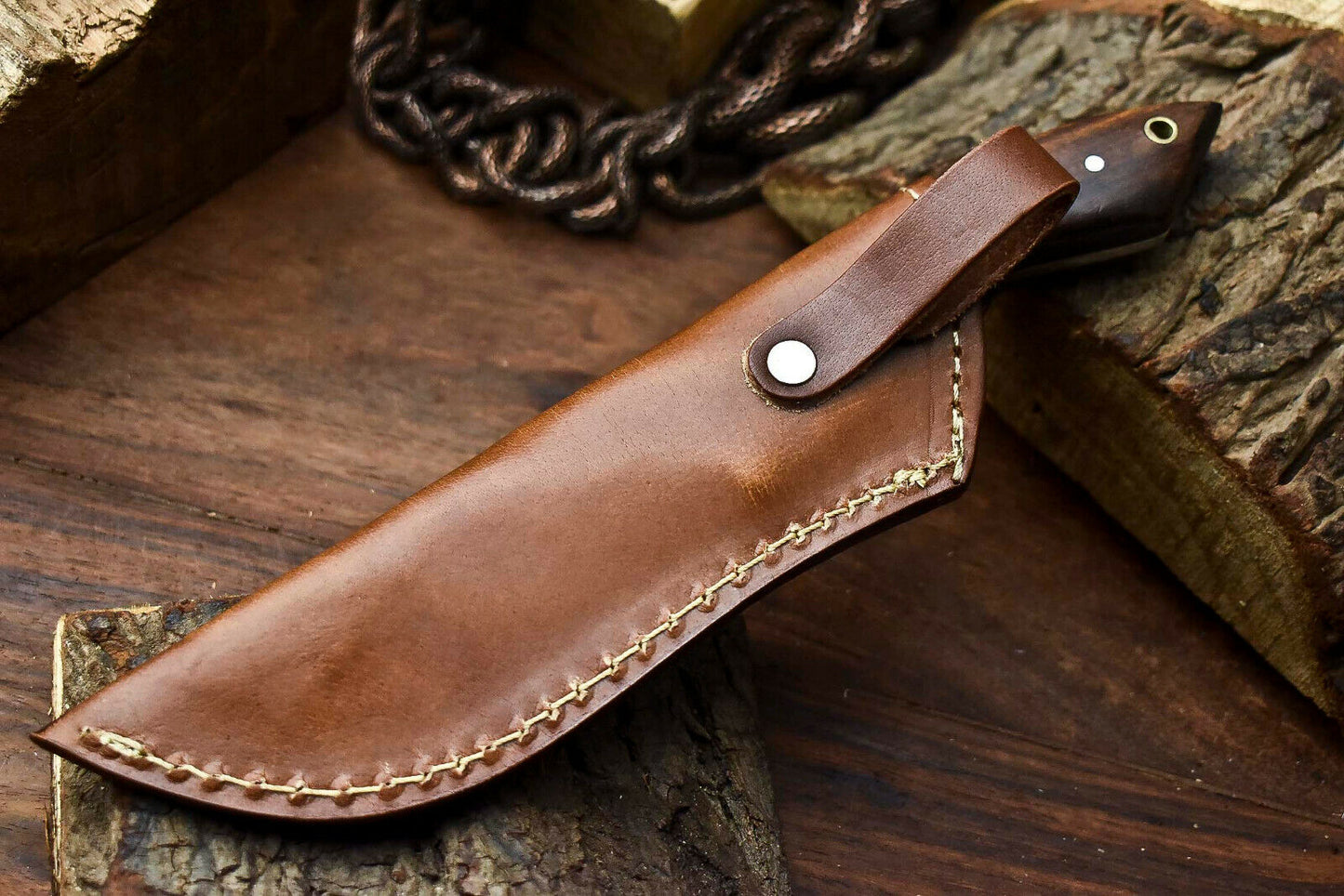 HS-655 Custom Handmade Damascus Hunting Skinning Blade Hunter Camping Full Tang Knife