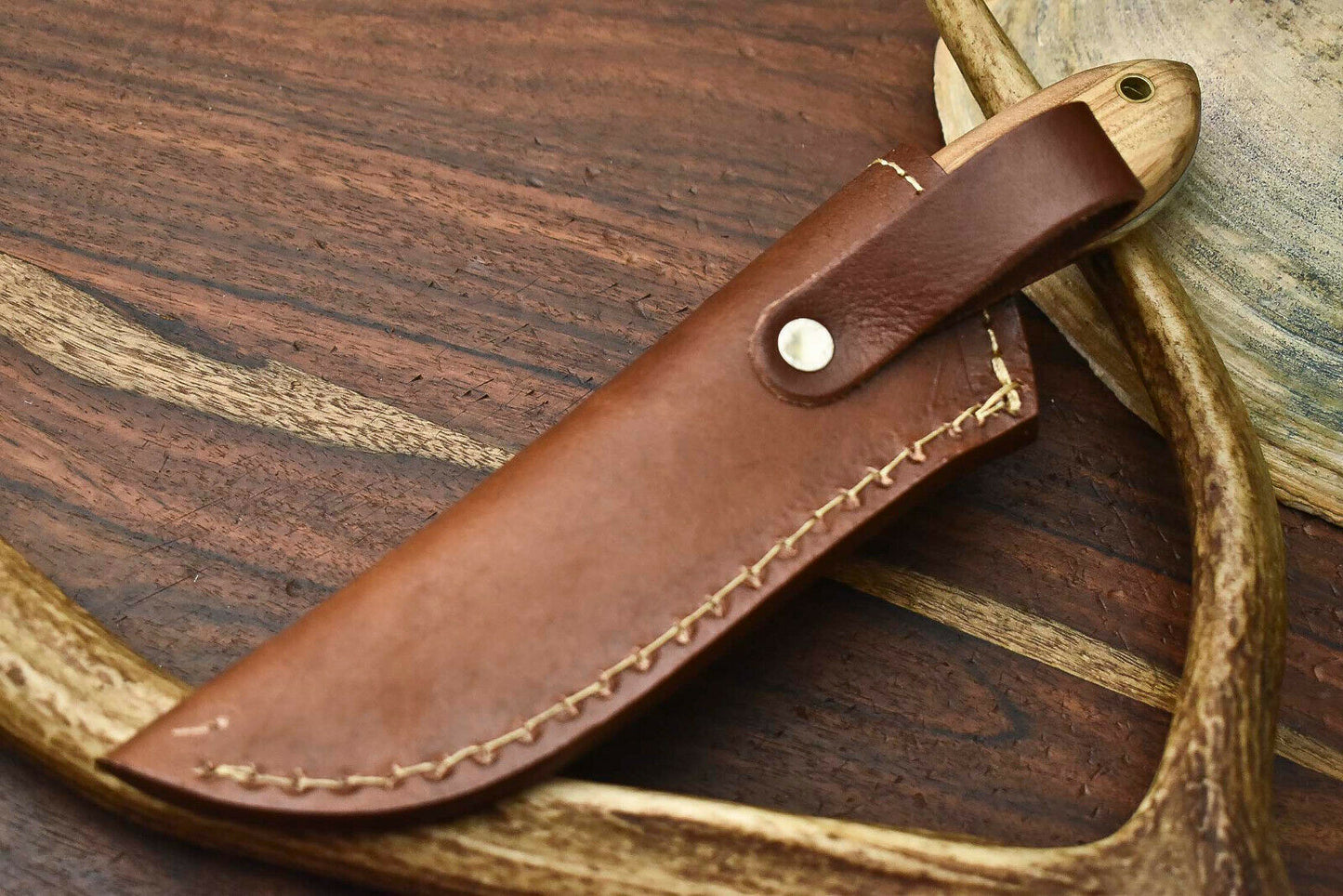 HS-599 Handmade Damascus Skinning Blade Camping Full Tang Knife