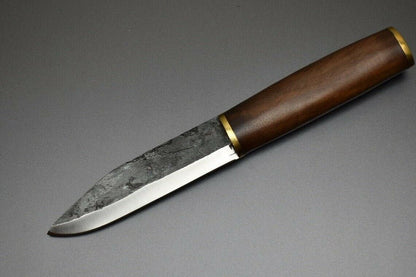 HS-426 | Custom Handmade Railroad Steel Hunting-BushCarft Puukko Knife - Beautiful Wood Handle