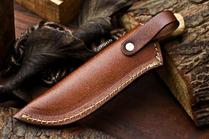 HS-703 Custom Handmade Damascus Steel Skinner Knife - Beautiful Wood Handle