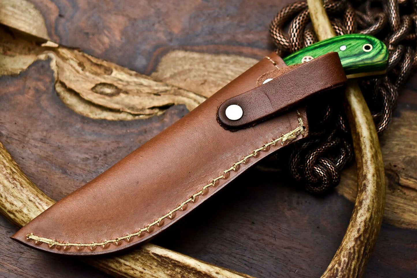 HS-689 Custom Handmade Damascus Steel Skinner Knife - Beautiful Hard Wood  Handle