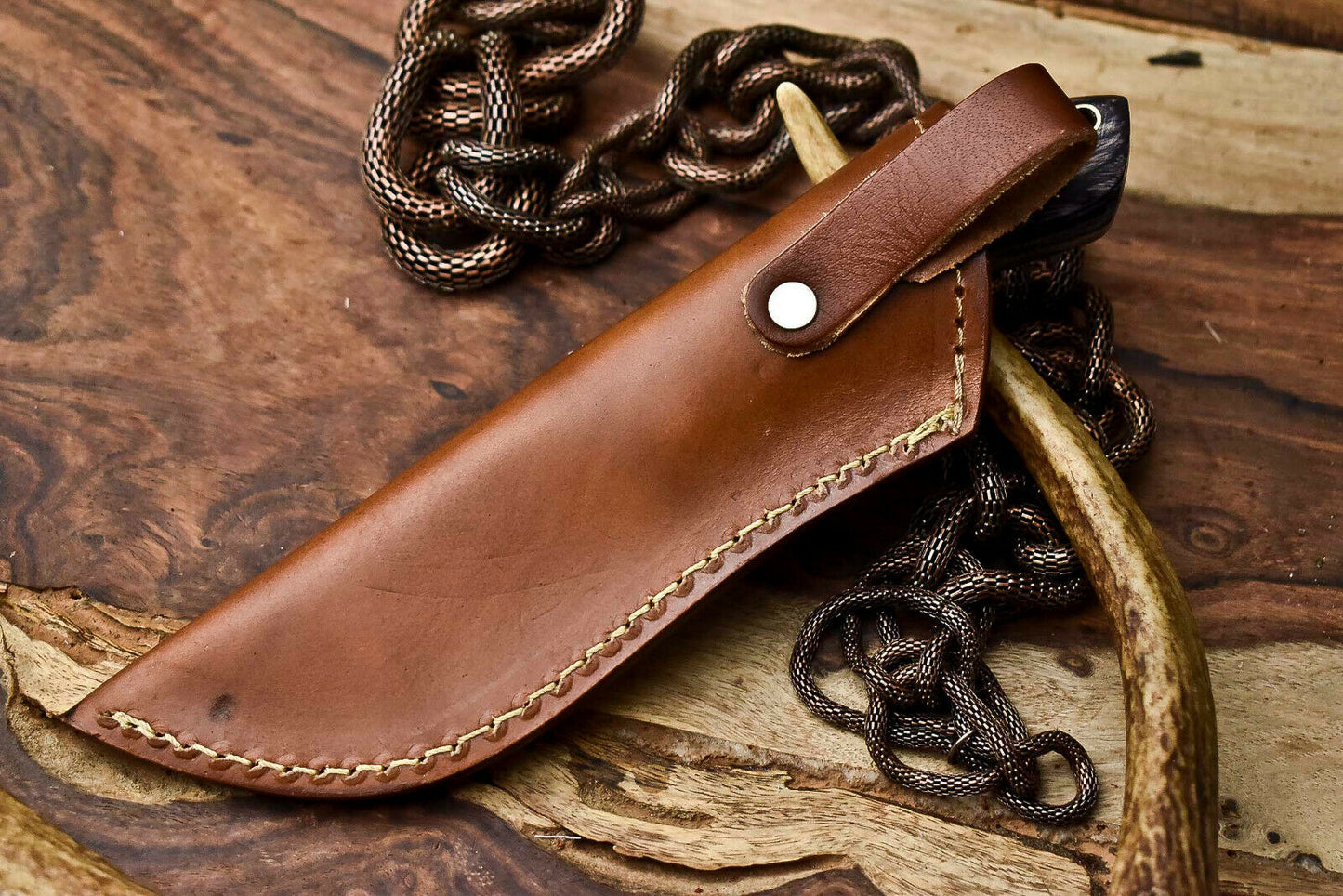 HS-920 Custom Handmade Damascus Steel Tracker Knife - Beautiful Hard Wood Handle