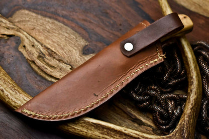 HS-686 Custom Handmade Damascus Steel Skinner Knife - Beautiful Wood Handle