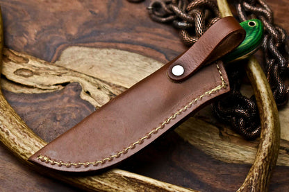 HS-672 Custom Handmade Damascus Steel Skinner Knife - Beautiful Hard Wood Handle