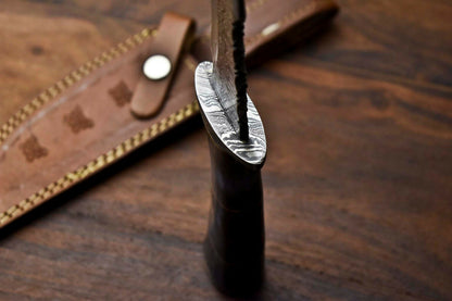 HS-412 | Custom Handmade Damascus Steel Hunting Knife - Buffalo Horn Handle