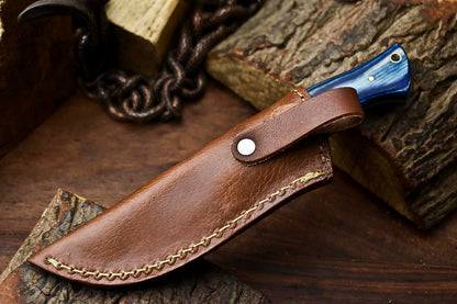 HS-675  Custom Handmade Damascus Steel Skinner Knife - Beautiful Hard Wood Handle