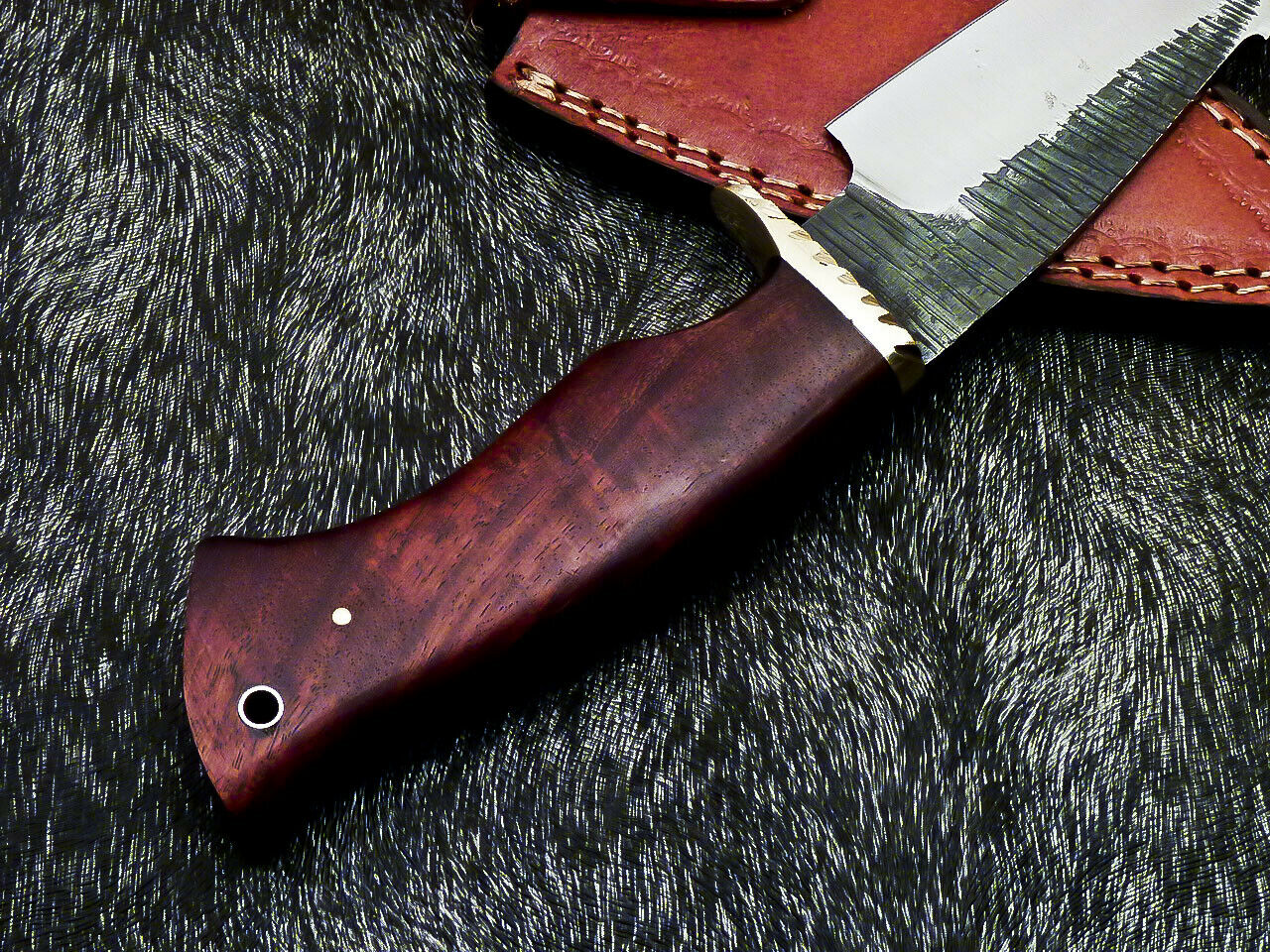 HS-377 '' Custom Hand Forged Railroad Spike Carbon Steel 10" Skinning Knife Wood