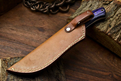HS-674 Custom Handmade Damascus Steel Skinner Knife - Beautiful Hard Wood Handle
