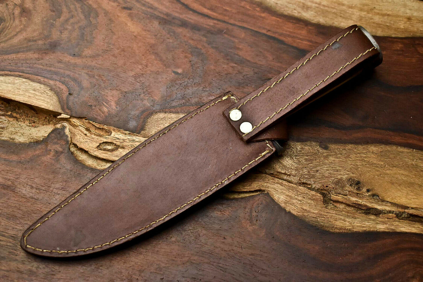 HS-323 Custom Handmade Damascus Steel Bowie Hunting Camping Knife - Beautiful Wood Handle