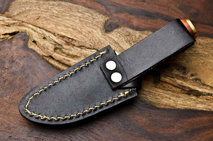 HS-398 | Custom Hand Made Damascus Steel Blade Hunting Miniature Knife | HARD WOOD