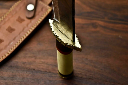 HS-332 | Custom Handmade Damascus Steel Hunitng/Bowie Knife - Camel Bone Handle