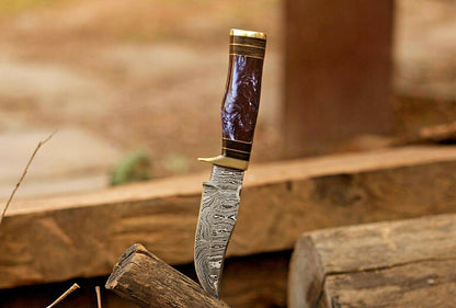 HS-475 Custom Handmade Damascus Hunting Knife With Resin Handle