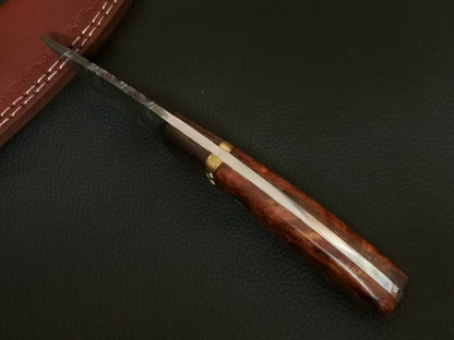 HS-777 Custom Handmade Damascus Hunting-Skinner Knife With Wood Handle
