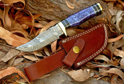 HS-475 Custom Handmade Damascus Hunting Knife With Resin Handle